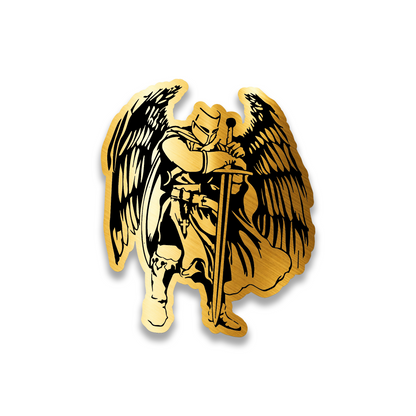 Medieval Templar car badge fender emblem with knight armor and sword graphic