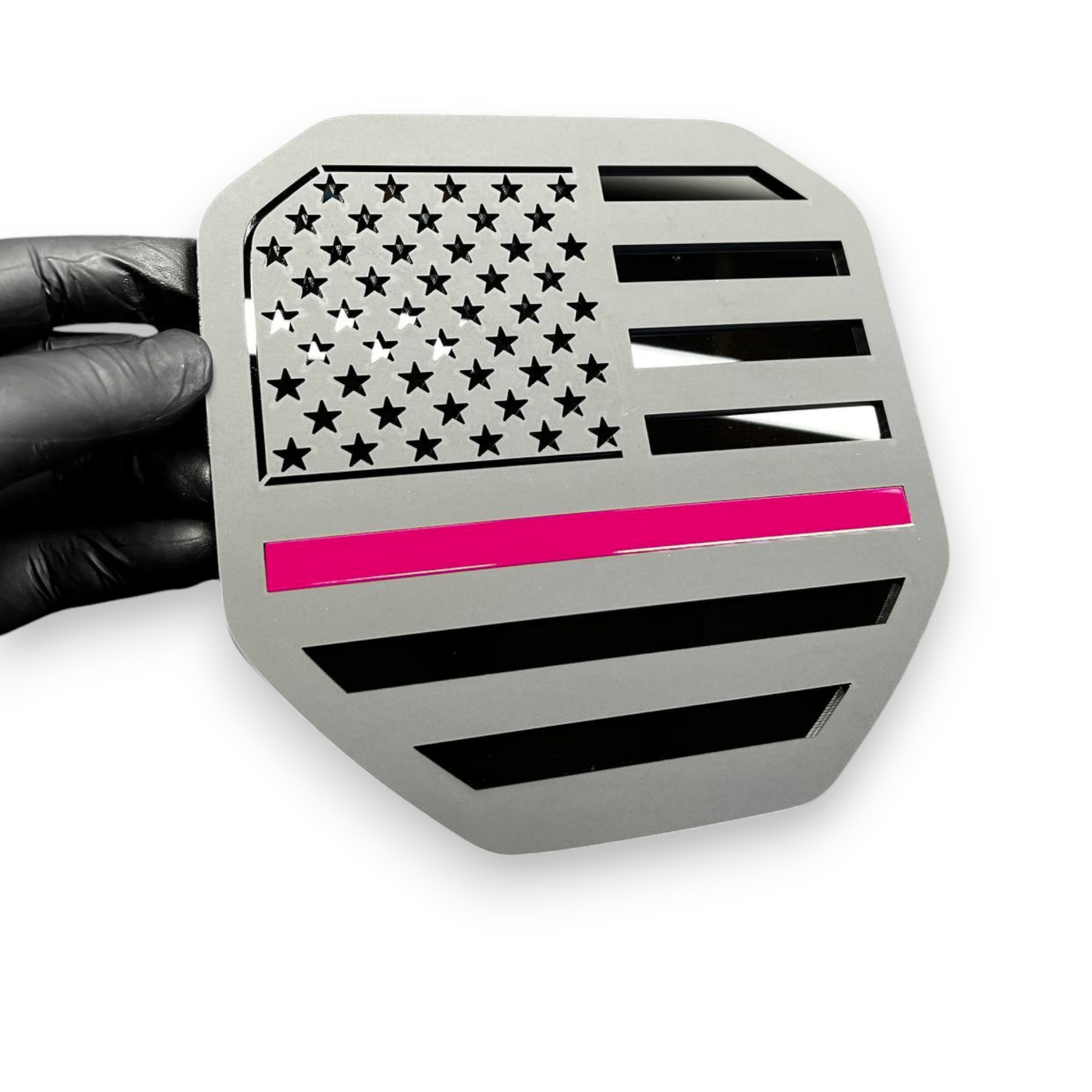 Patriotic black flag badge on RAM 1500 hood aggressive styling decal