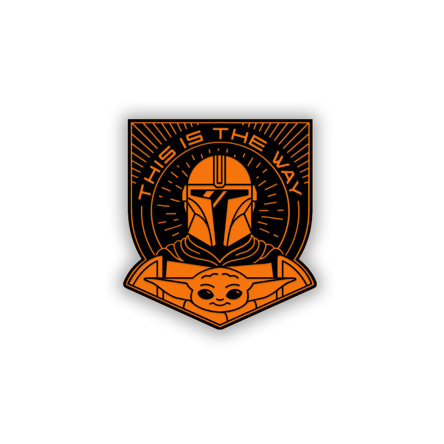 Engraved Mandalorian helmet and Baby Yoda vehicle emblem