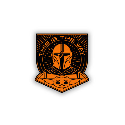 Engraved Mandalorian helmet and Baby Yoda vehicle emblem