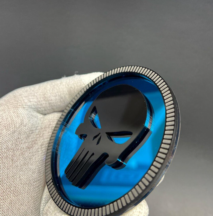 Punisher style skull badge for Chevy Silverado tailgate emblem decal
