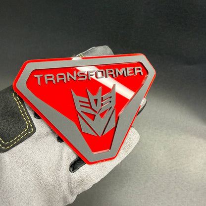 Transformer Decepticon Badlands 4x4 badge with red and silver shield design for off-road trucks and SUV exterior decoration.