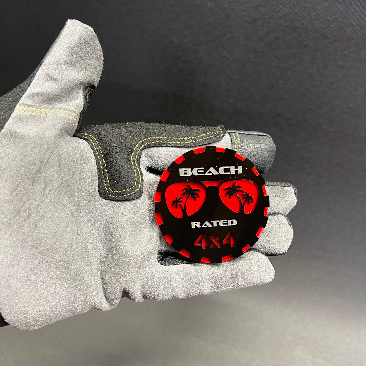 beach rated badge on jeep wrangler fender offroad tropical style