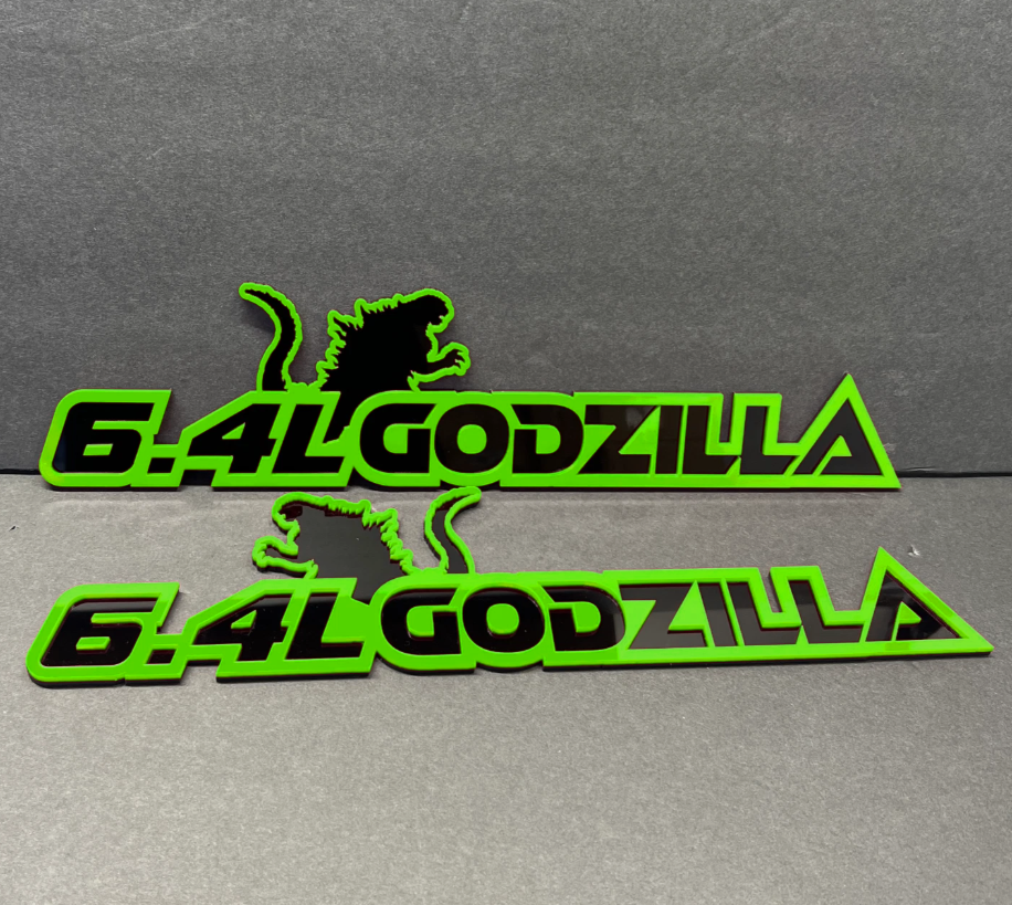 6.4L Godzilla dinosaur badge for truck grille or fender