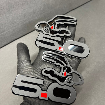 Custom Coyote 5.0 Emblem Matte Black on Gloss Black