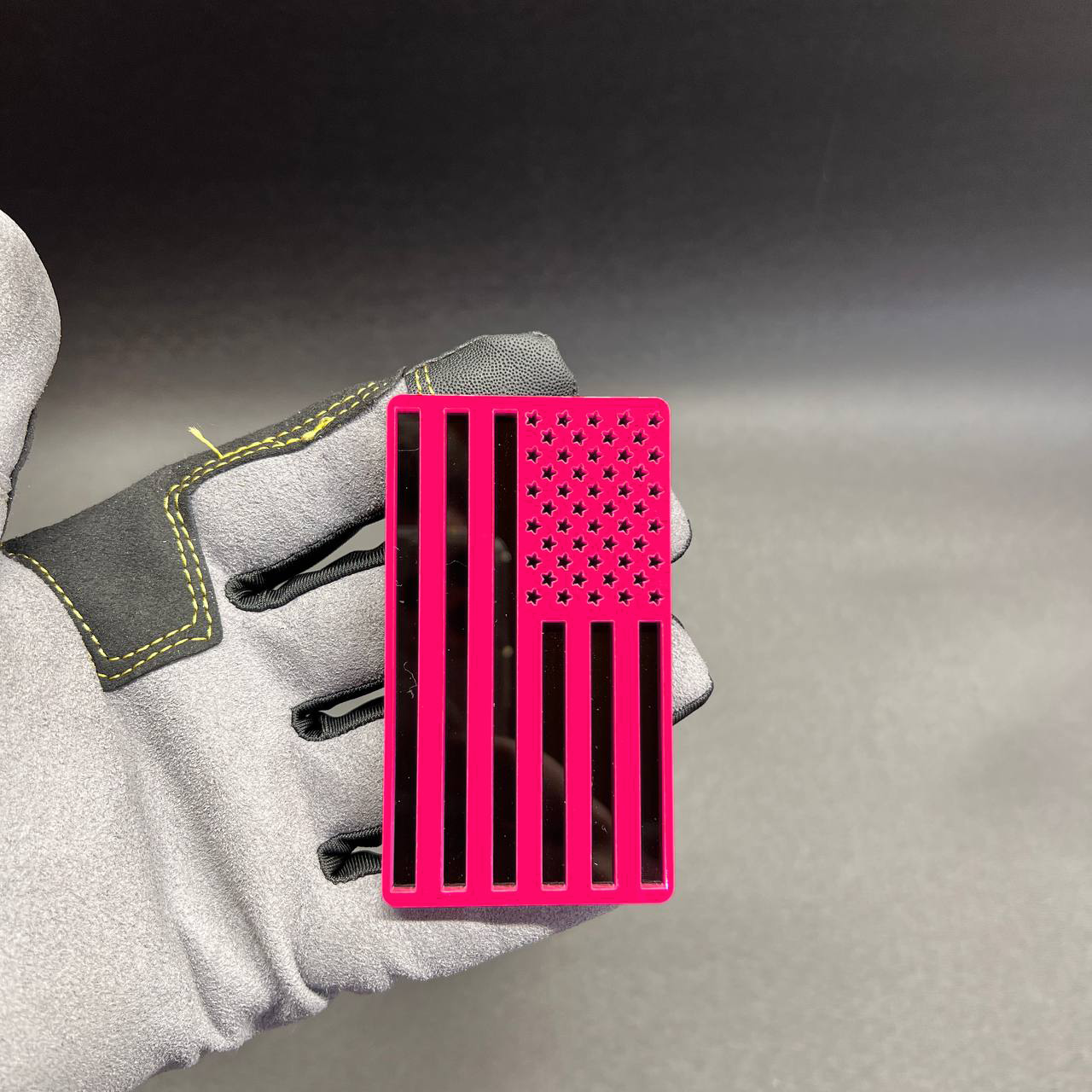 Patriotic red black flag emblem for car badge, hood decal, truck tailgate badge, and custom auto styling.
