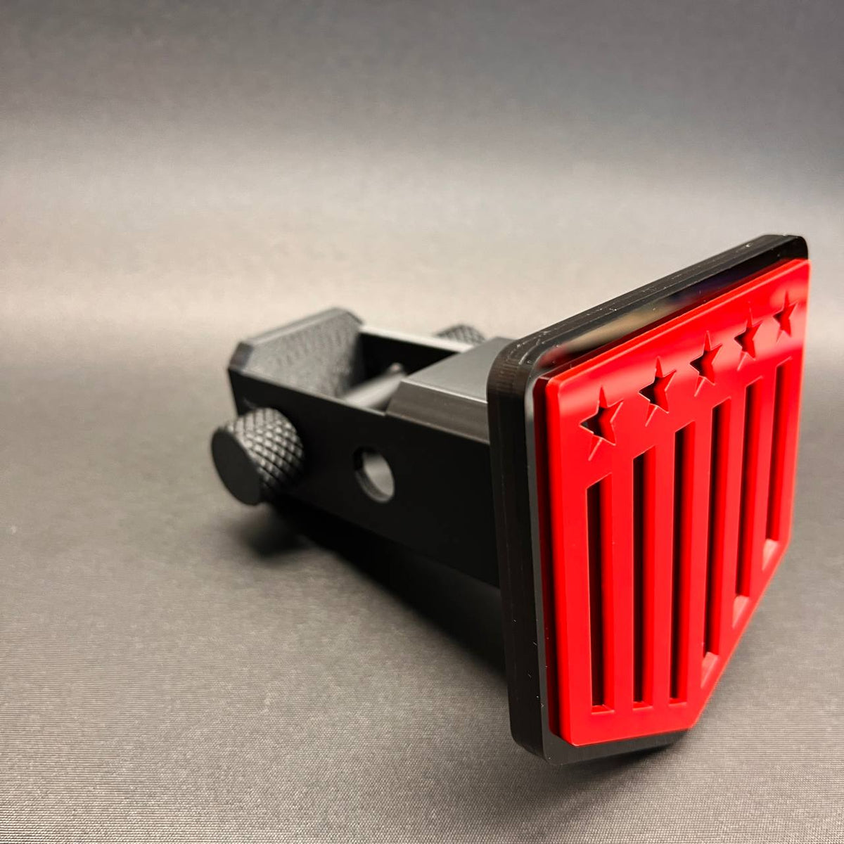 Patriotic USA truck trailer hitch cover in red and black