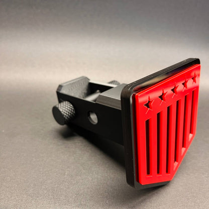 Patriotic USA truck trailer hitch cover in red and black