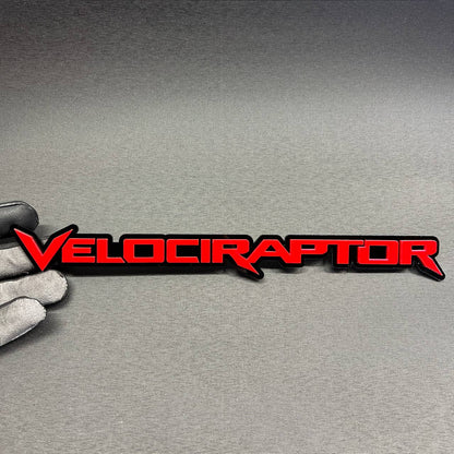 Velociraptor red and black car text badge emblem for Ford Raptor F-150 truck customization