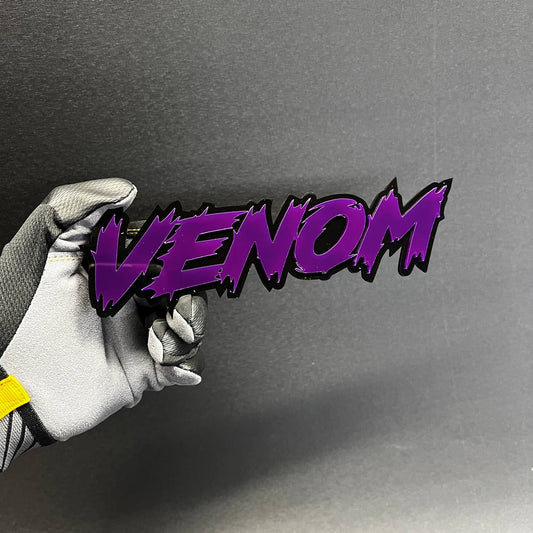 VENOM adhesive car badge fender decal for Dodge Challenger, Charger, Mustang GT, Camaro, and Corvette builds