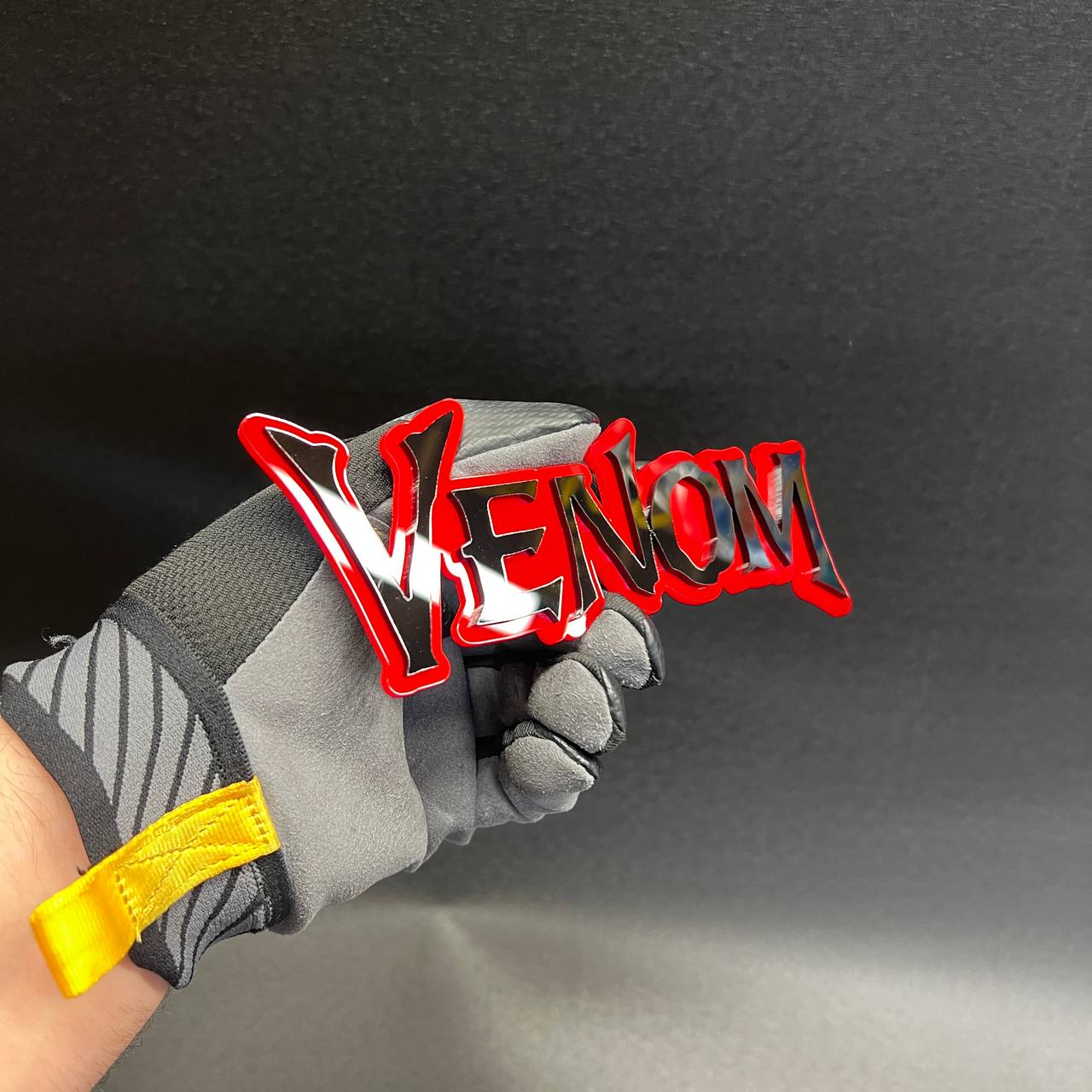 Custom VENOM text emblem for hood, tailgate, or side fender modification on performance vehicles