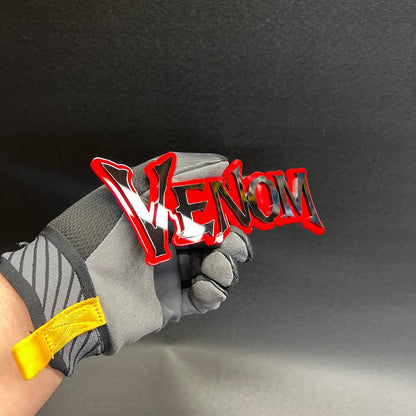 Custom VENOM text emblem for hood, tailgate, or side fender modification on performance vehicles