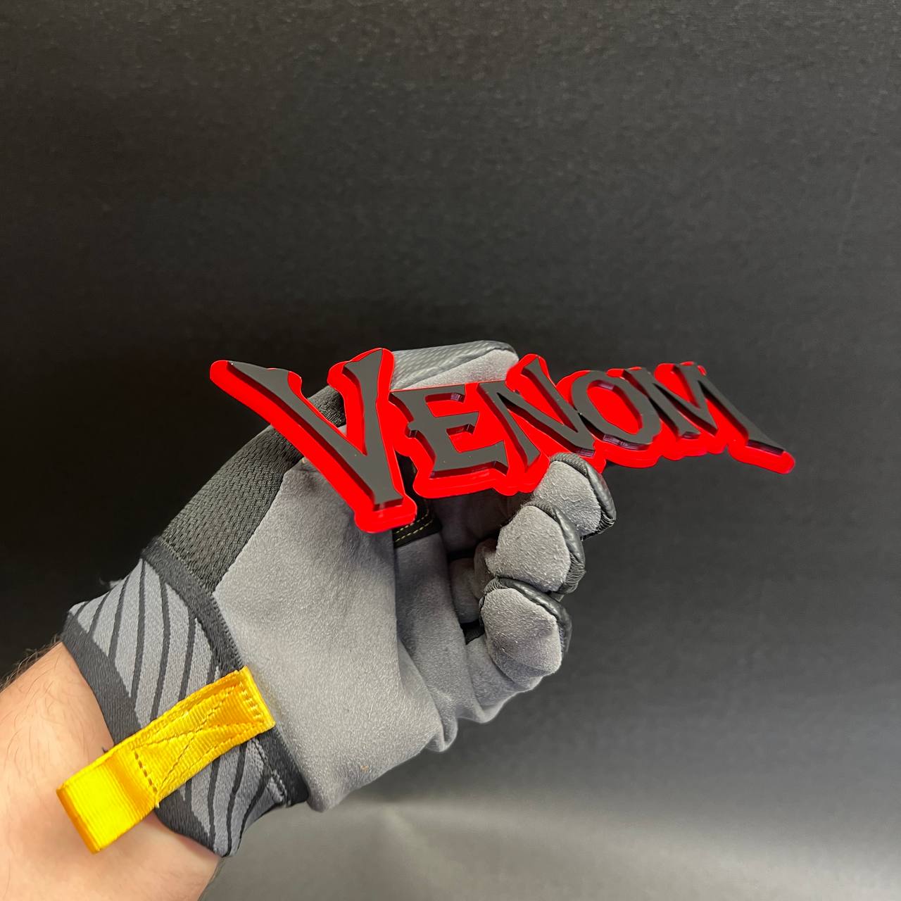 VENOM performance style car badge mounted with durable automotive acrylic construction
