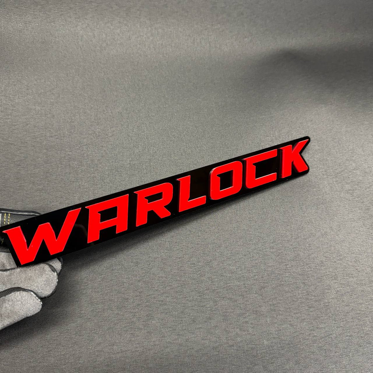 WARLOCK custom text car badge exterior emblem for truck fender tailgate or body panel