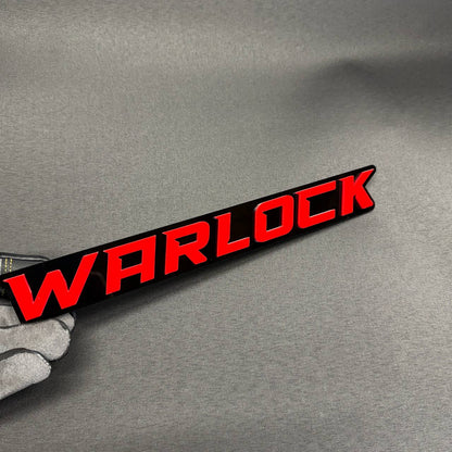WARLOCK custom text car badge exterior emblem for truck fender tailgate or body panel