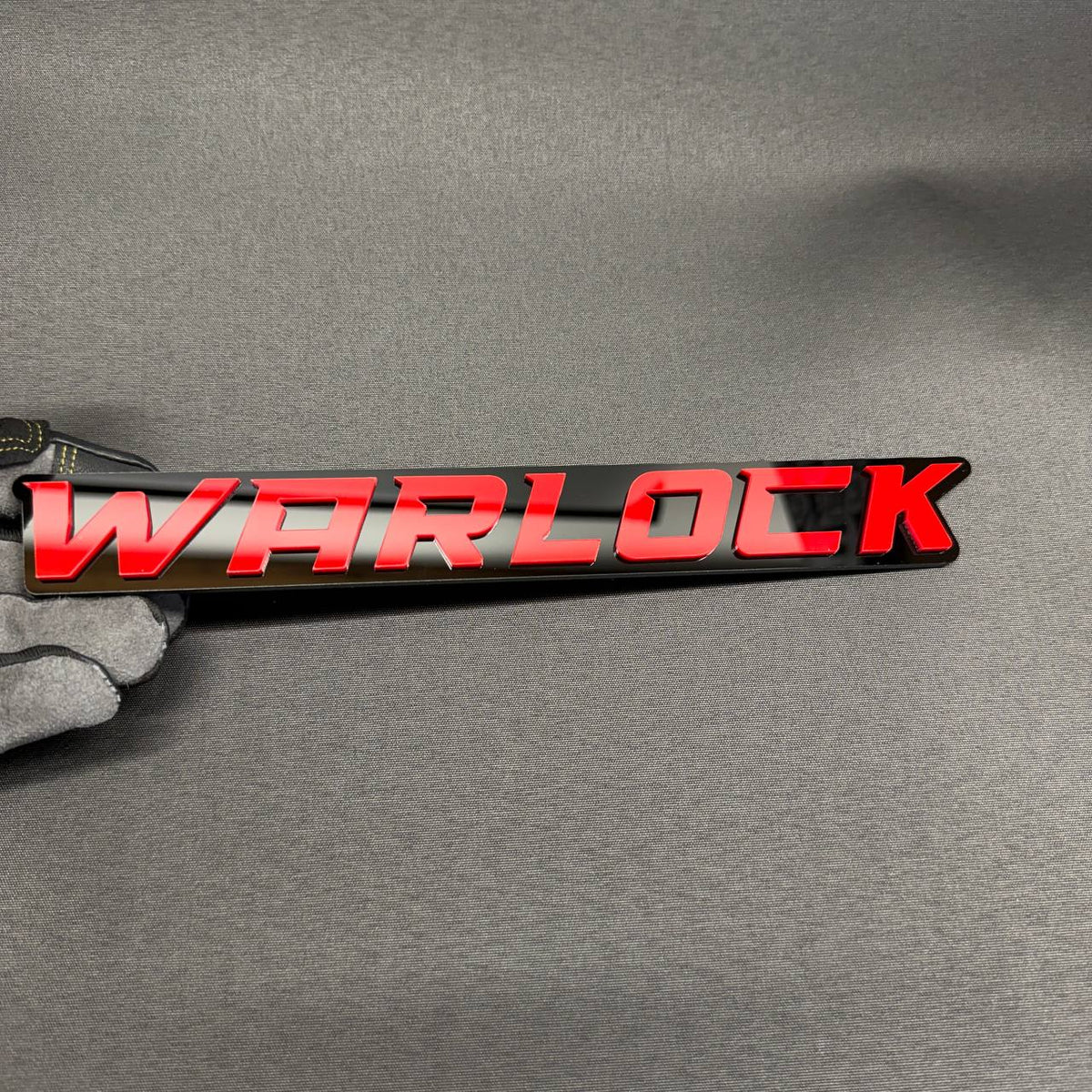 WARLOCK red and black car text badge custom exterior emblem for pickup truck and SUV styling
