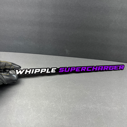 Whipple Supercharger vehicle body badge with black backing