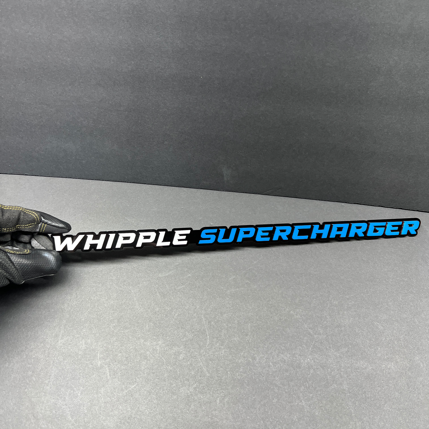 Layered Whipple Supercharger car emblem with raised lettering appearance
