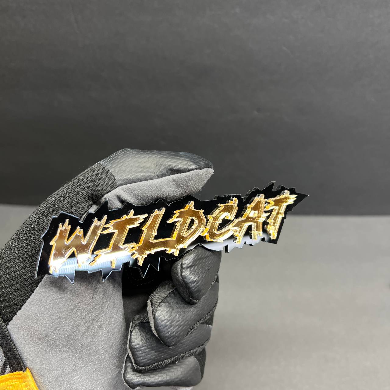 Wildcat custom text emblem with sharp performance inspired lettering