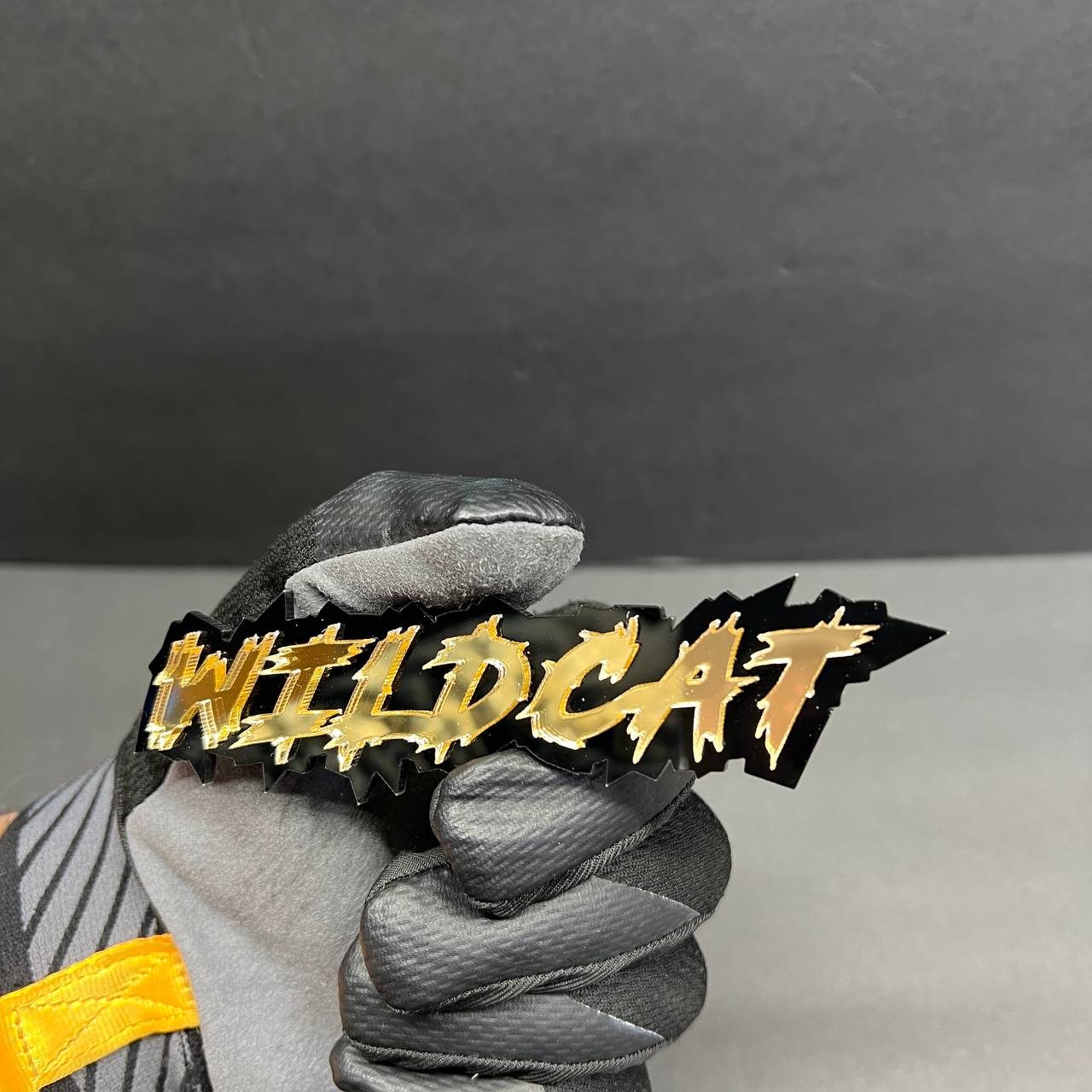 Wildcat performance text badge mounted automotive acrylic emblem
