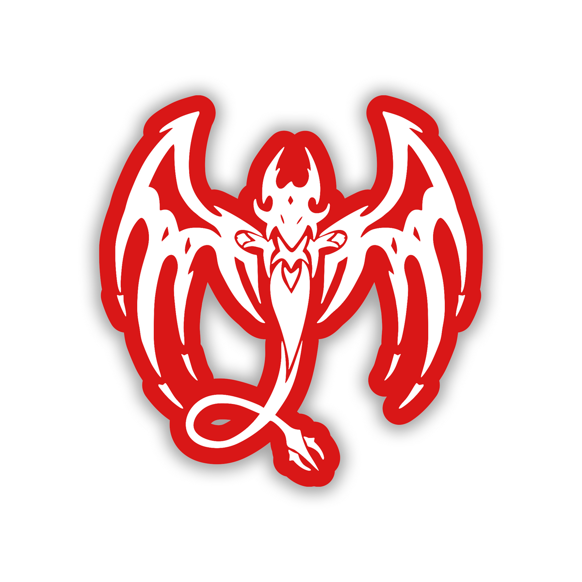 Winged demon car emblem in brushed silver and black engraved finish