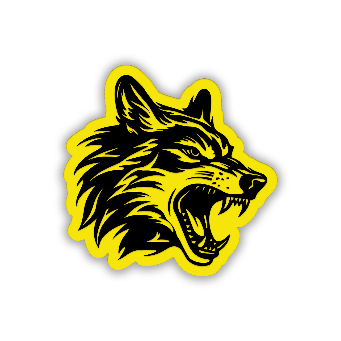 Wolf head engraved car emblem with detailed aggressive automotive badge design