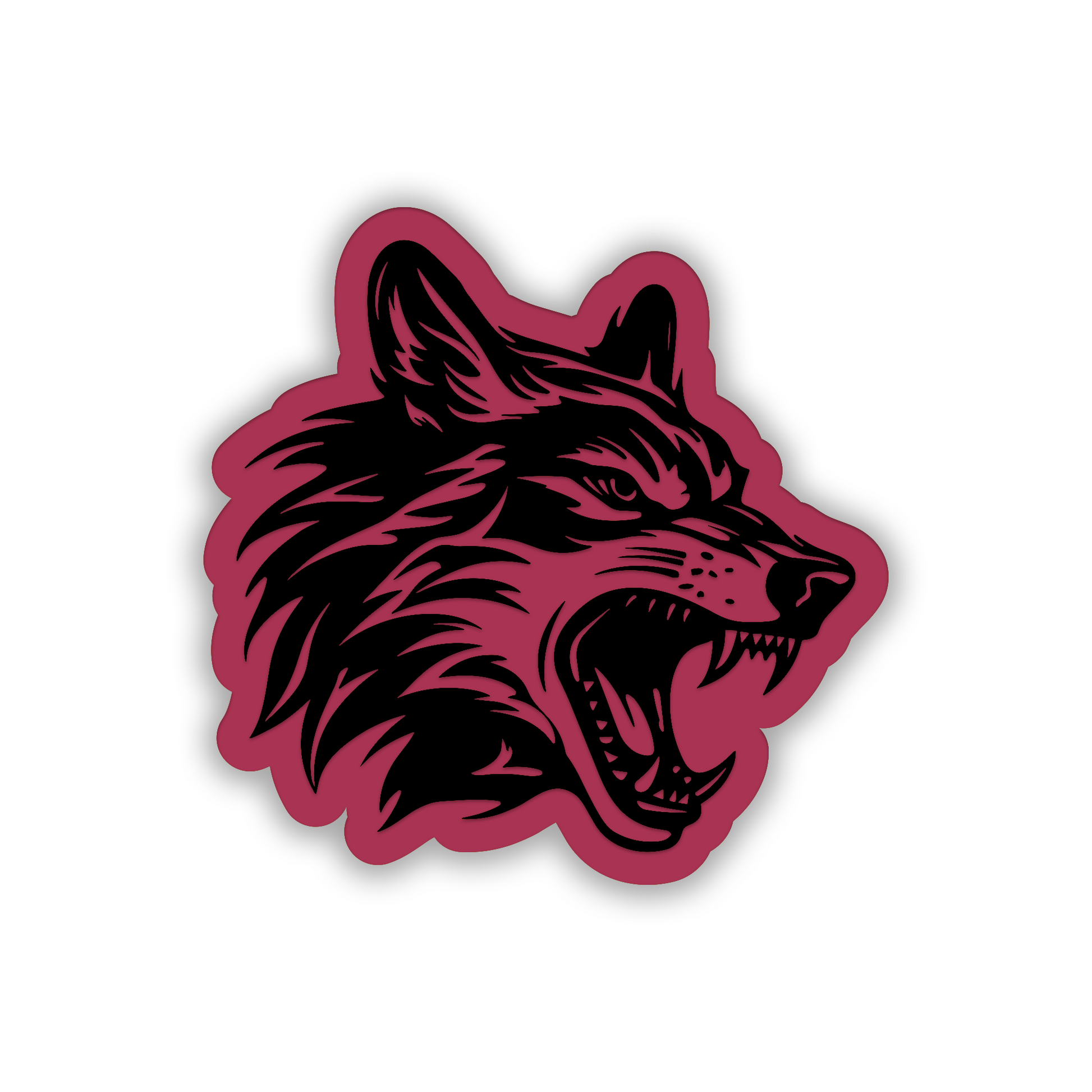 Wolf predator car fender badge with aggressive engraved animal head design