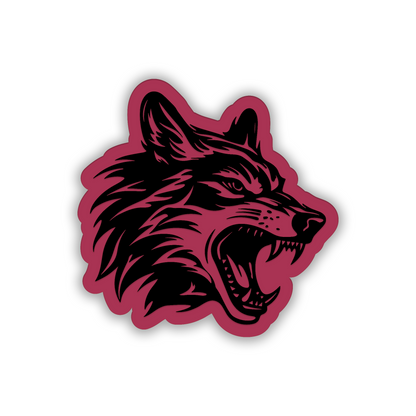 Wolf predator car fender badge with aggressive engraved animal head design