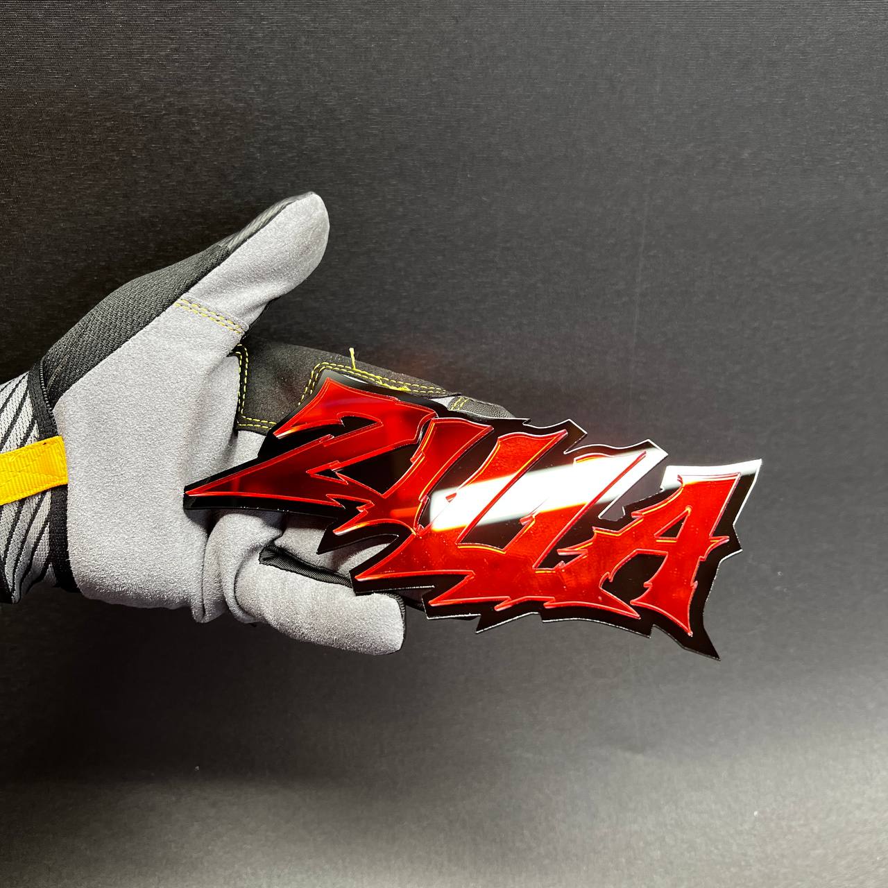 ZILLA car badge fender emblem in red and black custom finish